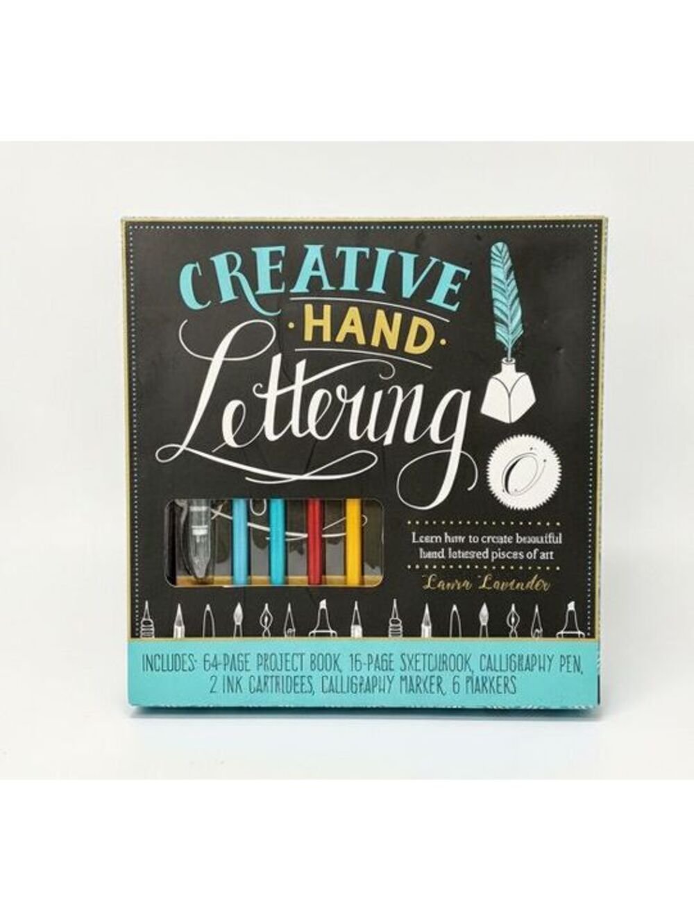 Creative Hand Lettering Kit with Project Book, Sketchbook, Calligraphy Pen, Ink,